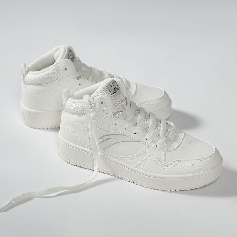 Anta Life Collection Textile, Synthetic Leather Slip Resistant Abrasion Resistant High top Skateboard Shoes Men's White 912348082-2
