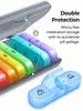 Weekly Pill Organizer 1 Times a Day, 7 Day Rainbow Pill Box, Portable Travel Pill Case for Vitamins Fish Oil Supplements