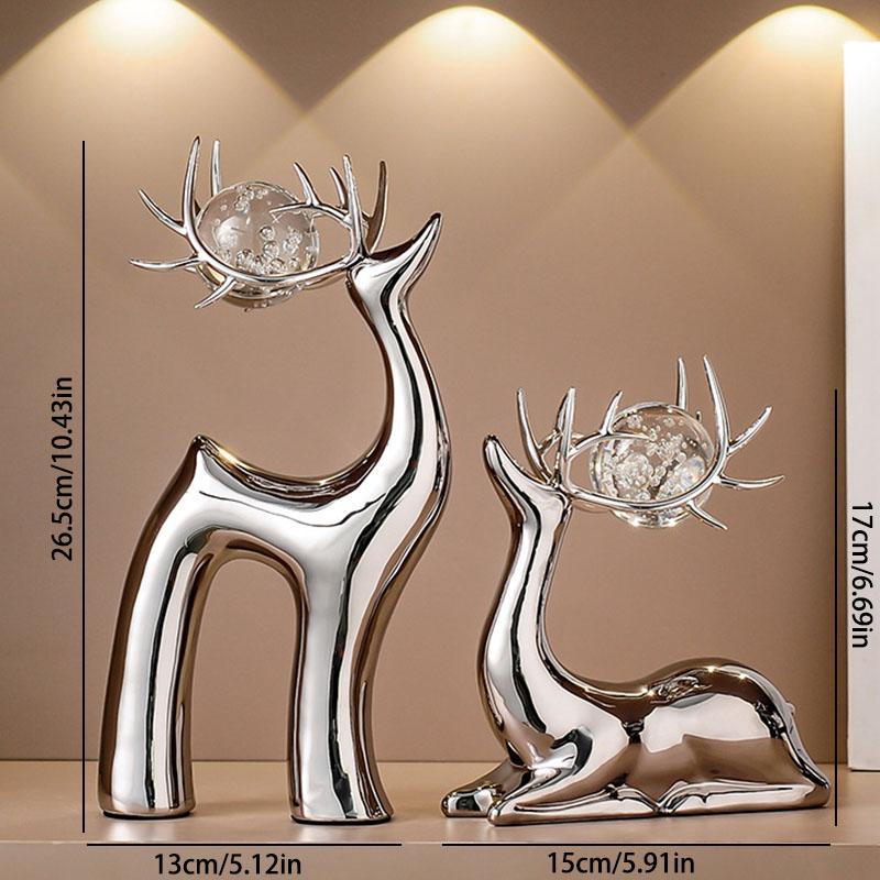 

European Elegant Luxury Ceramic Elk Decorative Ornament – Home Living Room, Wine Cabinet, TV Cabinet, Hotel Lobby Decor