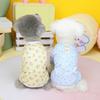 Spring Summer Dog Jumpsuit Flower Pattern Button Decor Soft Stretchable Puppy Jammies 4 Legs Pet Apparel Outfits for Small Medium Dogs