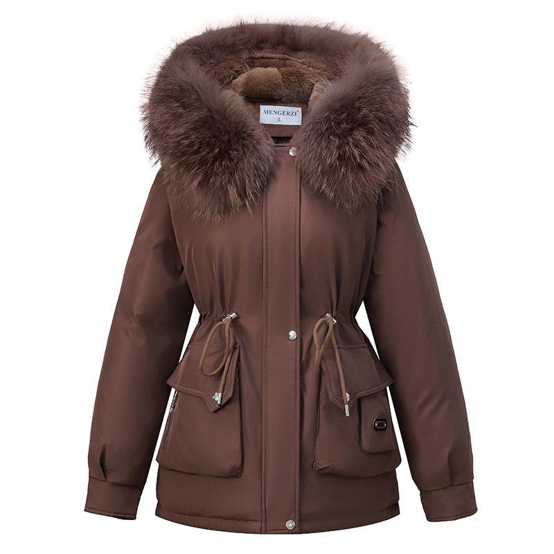 Vinter Kvinner Jakke Parka Varm Løs Lang Frakk Hettejakke Klær Pelskrage Tykk Snø Wear Mote Polstret Parka