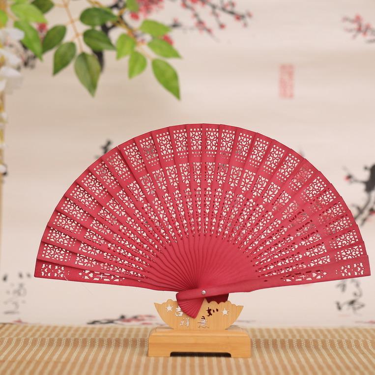 8-inch Colorful Scented Sandalwood Folding Fan - Imitation Sandalwood Gift Fan