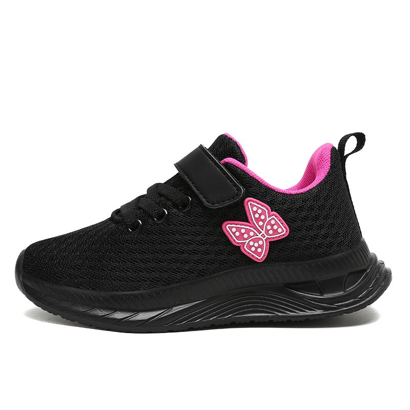 Girls Sports Running Shoes with Velcro Breathable Mesh Casual Sneakers Toddler Girl Lightweight Walking Shoes Non-Slip Sole 28