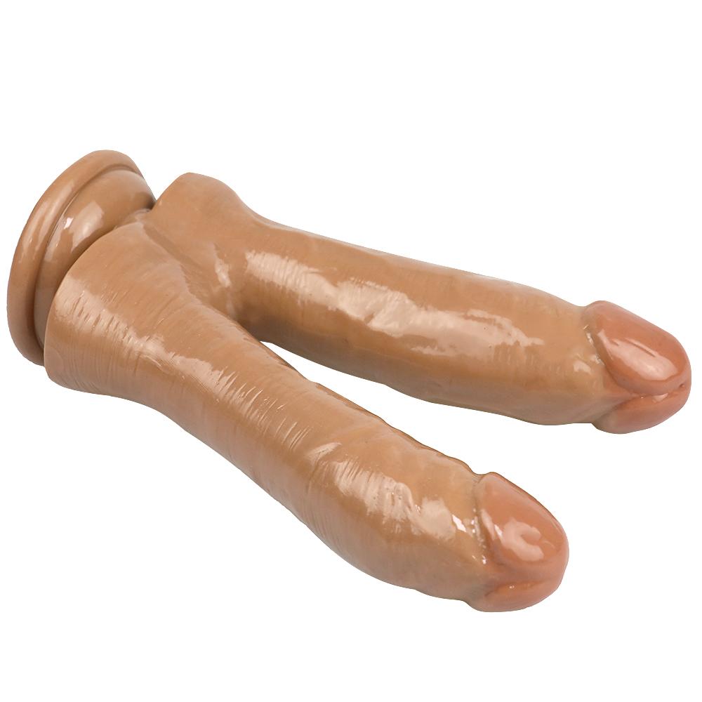 Realistic Double Ended Dildo with Strong Suction Cup Silicone Penis Adult Toys for Women