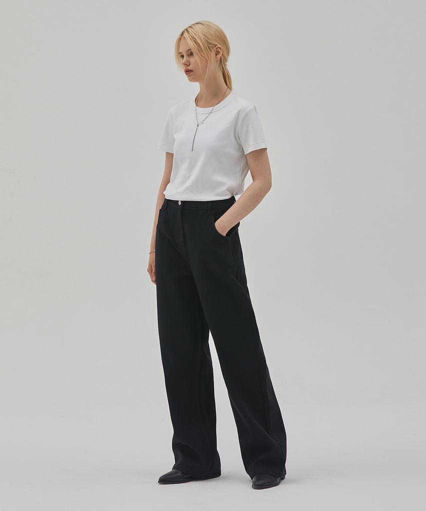 RYUL+WAI Denim Loose Wide Long Pants Black