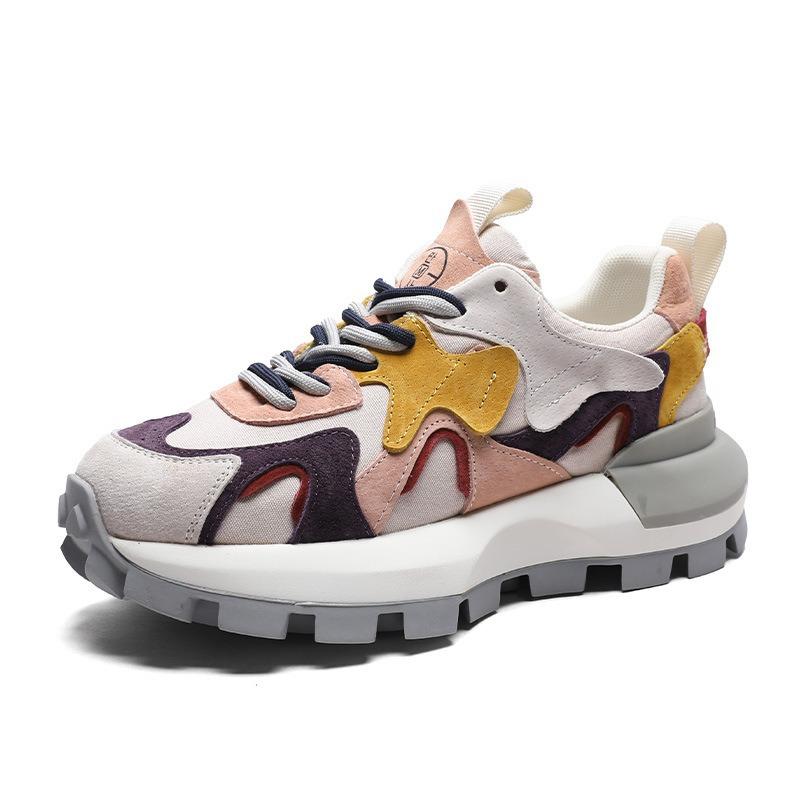 

Женские кроссовки на толстой подошве, увеличивающие рост, осенние новинки, кожаные, удобные, модные, повседневные, спортивные, тренд 40 серый