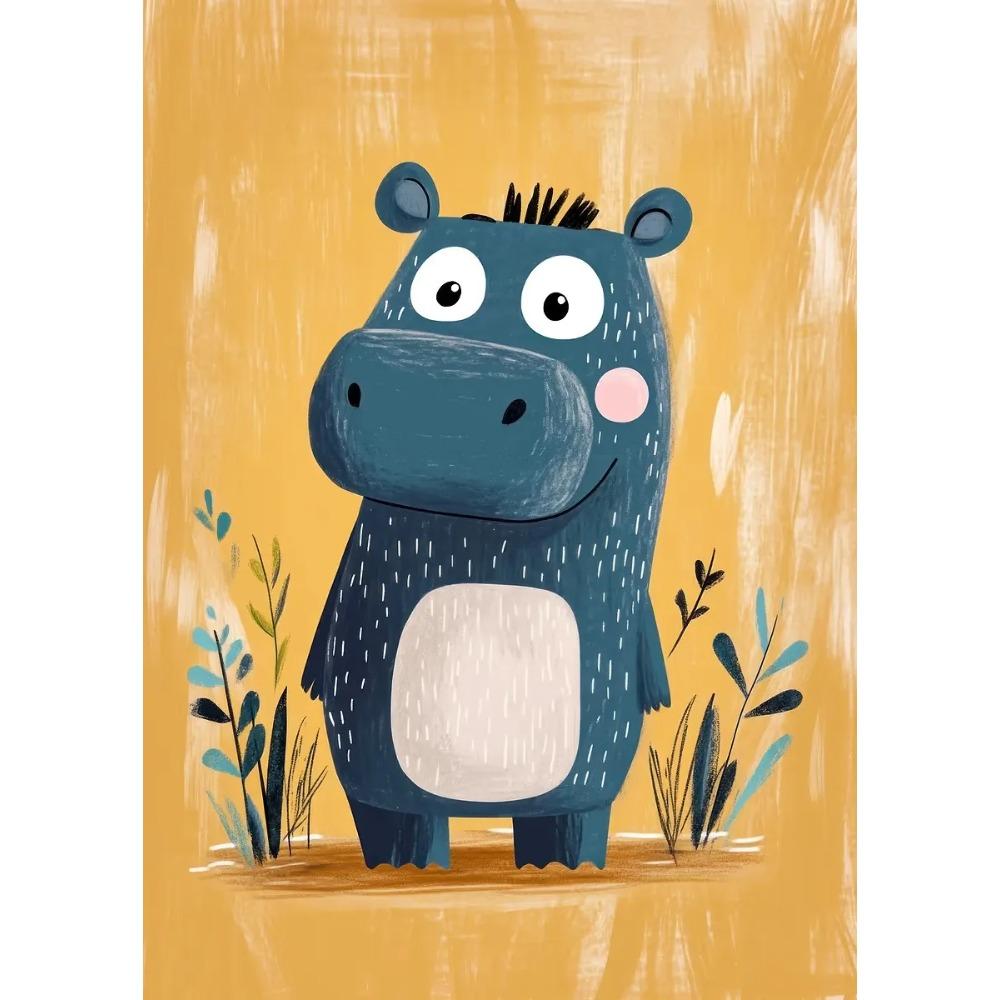 Cute Smiling Cartoon Dolphin Cow Owl Unicorn Posters Expressive Eyes Prints Canvas Painting Wall Picture Home Kid's Room Decor