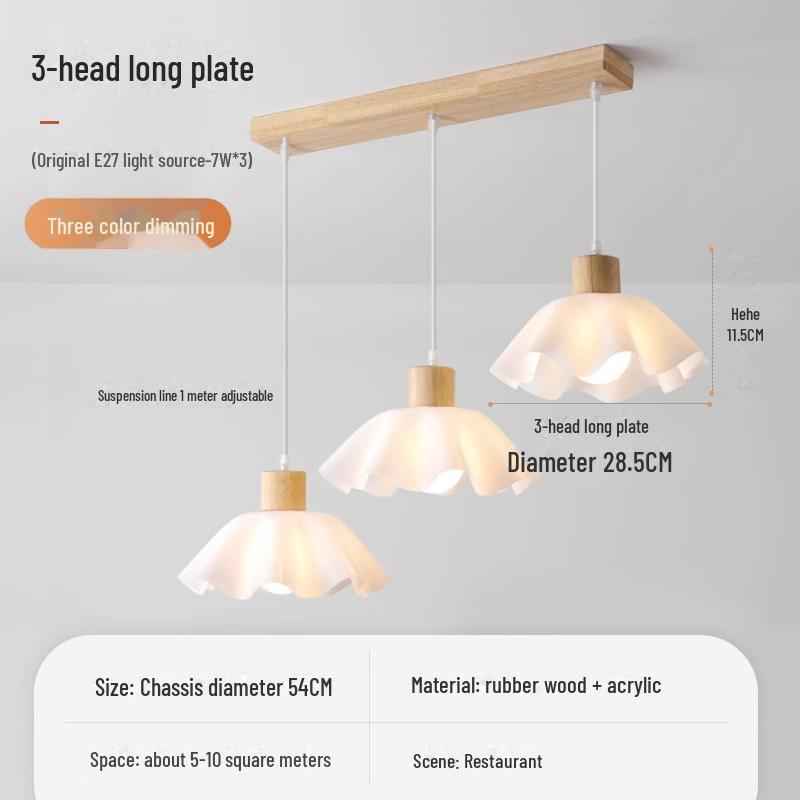 

Люстра из дерева в стиле скандинавского японского ваби-саби, прикроватная и обеденная, кремовый цветочный дизайн Three-Color Light Source