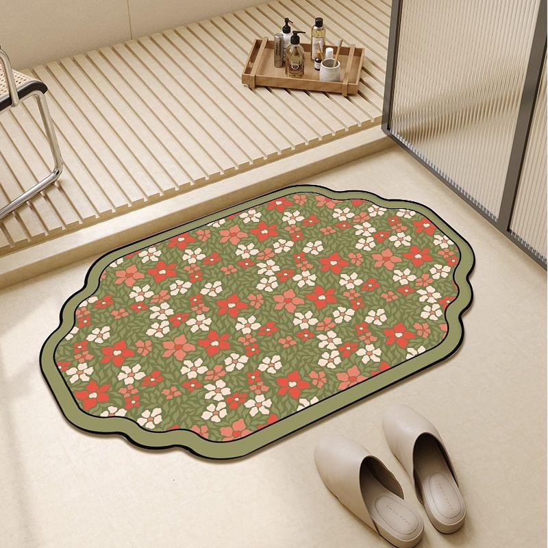 Modern Simple Flower Diatom Mud Floor Mat Household Bathroom Door Non-Slip Easy To Take Care Of Floor Mat Toilet Dirt-Resistant Floor Mat
