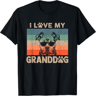 Ich liebe meinen Enkelhund Pitbull Oma Opa Hundebesitzer Hundepfote T-Shirt