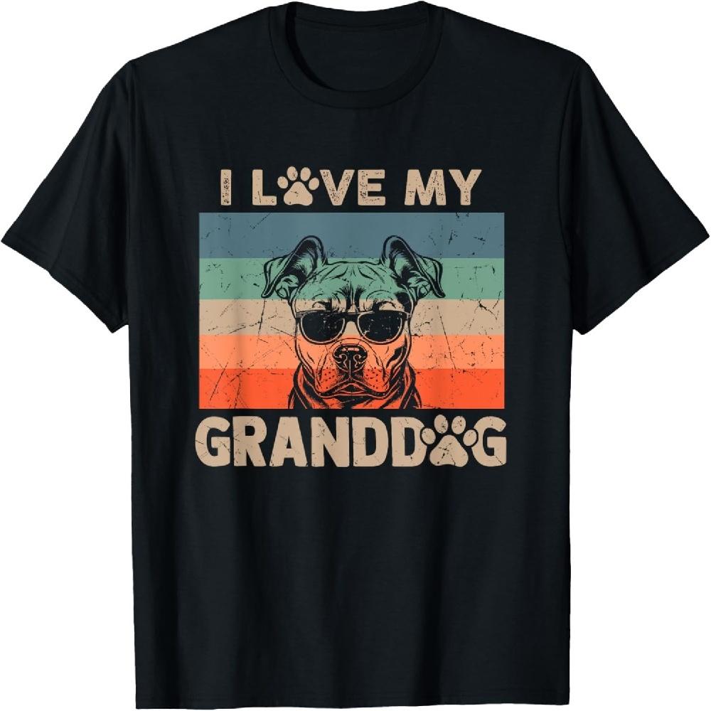 

I Love My Granddog Pitbull Grandma Grandpa Dog Owner Dog Paw T-Shirt XXXXXL чёрный