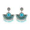 Bohemian Fan-Shaped Tassel Earrings - European & American Ethnic Style for Women