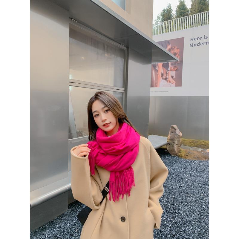 Scarf Women's Autumn and Winter New Wool Cashmere Scarf Versatile Men's Shawl Dual Purpose Solid Color Scarf