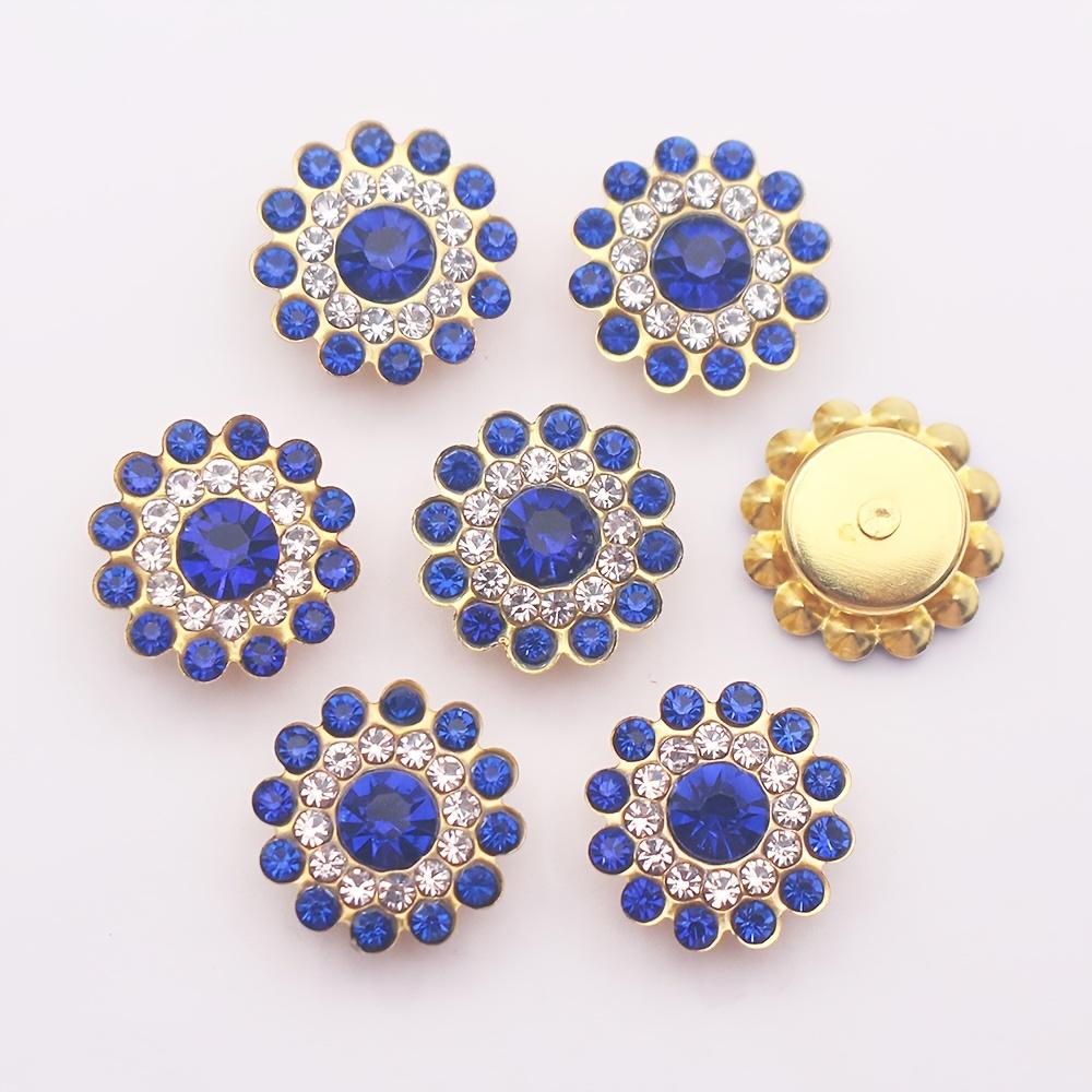 14mm Runde Pflaumenblüte Glas Dreischichtige Blume Strassstein Aufnäher, Bekleidungszubehör, DIY Bekleidung Haarschmuck Strassstein Glas Knopf