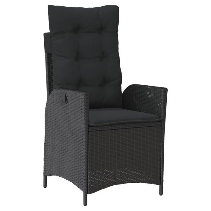 VidaXL Ensemble à manger de jardin coussins 7pcs Noir Résine tressée 3213191