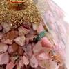 [GOLD STONE] Natural Orgonite Pyramid with Single Quartz Crystal, Spiritual Item, Approximately 65-70mm Wide, Pink Opal