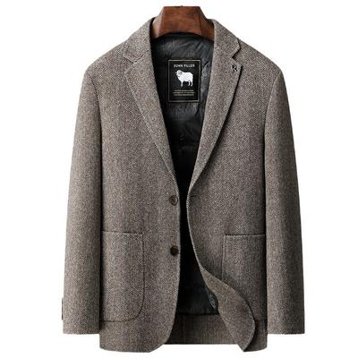 Nuovo Abito da Uomo Autunno e Inverno Business Casual Piumino d'Oca Fodera in Piumino Lana Double Face per Uomo