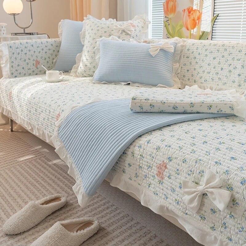 Floral Cotton Sofa Cover Non-slip Corner Sofa Towel Living Room Four Seasons Universal Pet Kids L Shape Couch Mats Home Decor