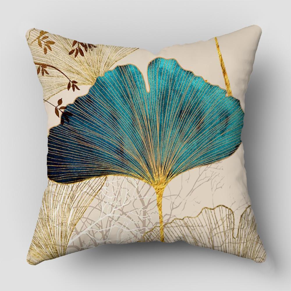 1 Stück Kissenbezug mit Ginkgoblätter-Druck Weicher und gemütlicher Kissenbezug 45x45cm Einseitig