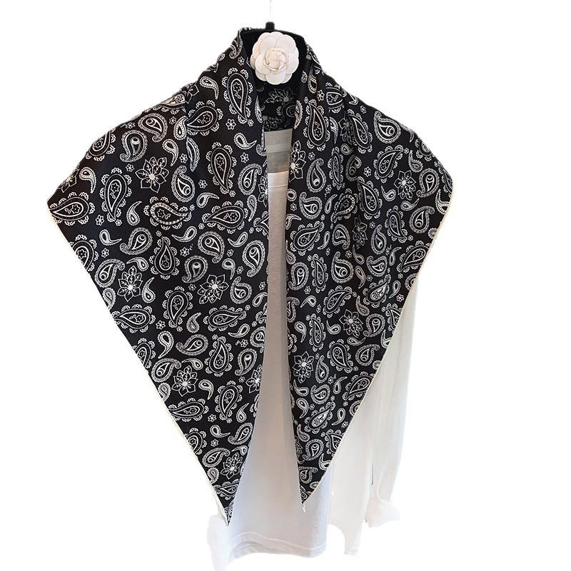 Spring and Autumn Premium Triangle Scarf Double Layer Satin Korean Edition Small Shawl Silky Smooth Foreign Style Neck Protection Silk Scarf Scarf