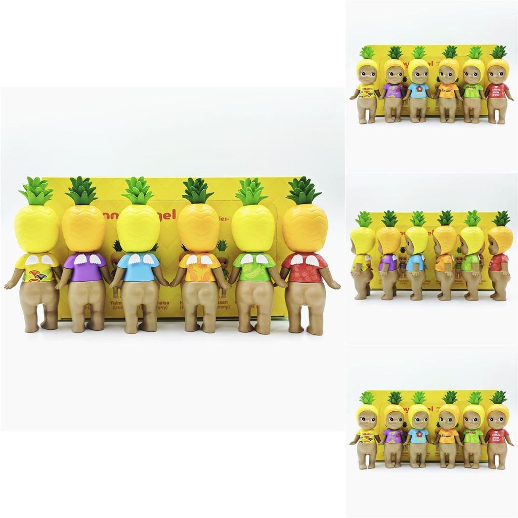 Cute Black Angel Doll Pineapple Headset Flower Shirt Blind Box Model For Collectible Toy Enthusiasts