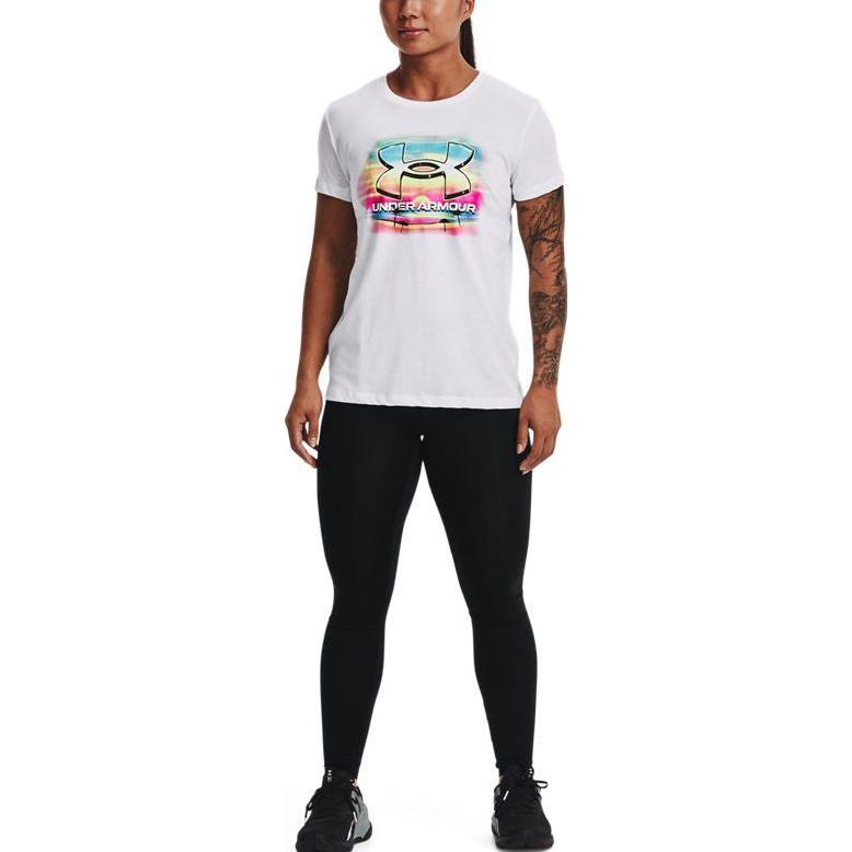 Under Armour Letter Logo Loose Fit Training T-Shirt Women Tops White 1372618-100