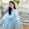 Christmas Frozen Children's Blue Dress Short Sleeve Troupe Dress Elsa Princess Dress Girl 2022 New