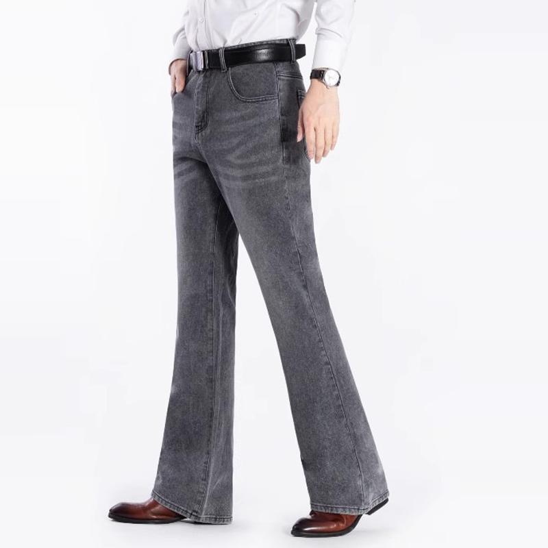 Men's Denim Flared Jeans Men's Mid Rise Stretch Light Blue Jeans