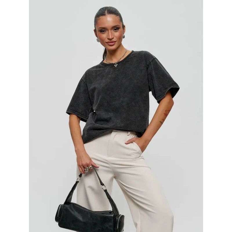 Simple and Loose Cotton T-shirt Top European and American Loose Distressed Short Sleeve Cotton T-shirt Top