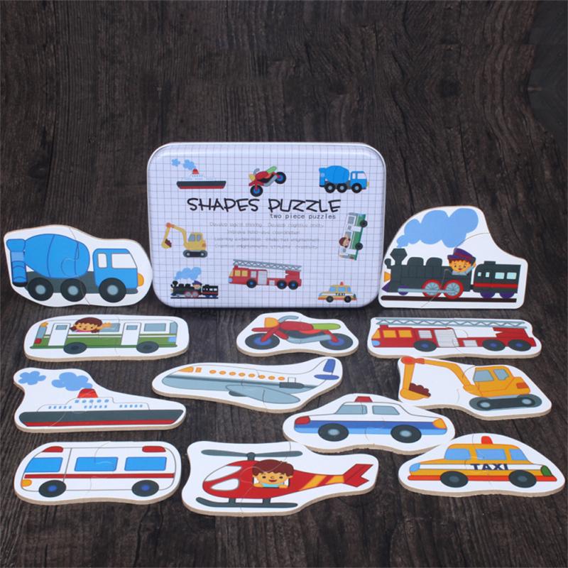 Baby Kids Cognition Puzzle Toys Toddler Iron Box Cards Matching Game Cognitive Card