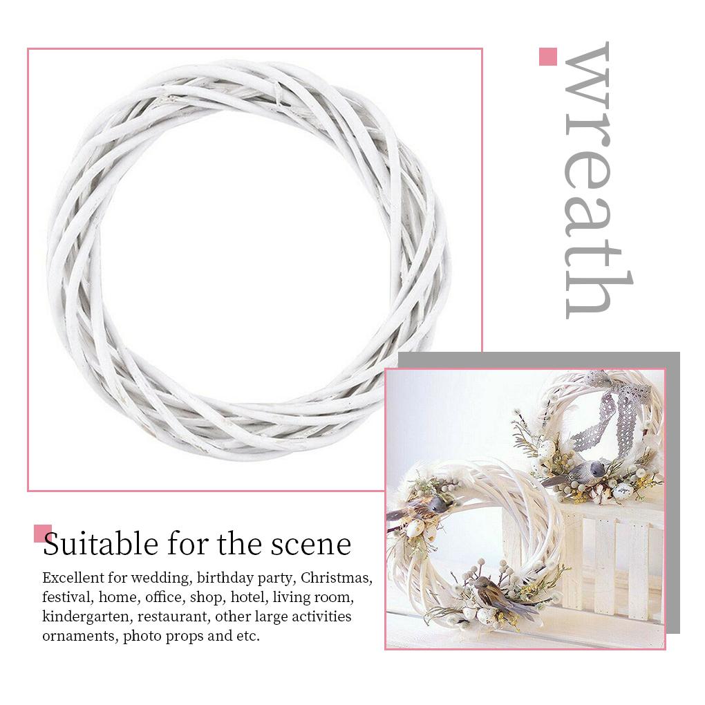 Christmas Rattan Ring White Wreath Garland Hanging Wreath Wicker Door 10-30CM