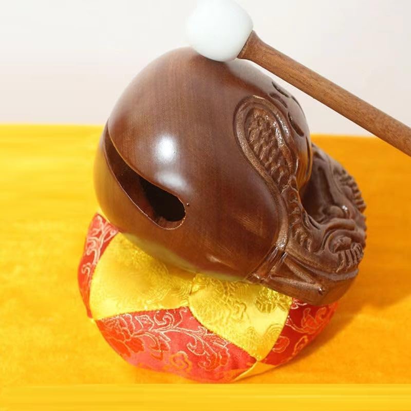 Generisches 5-Zoll Traditionelles Kikutani Mokugyo (Mokusatsu) Buddhistisches Altarset mit Schlägeln, Mini-Meditations-Schlaginstrument, 14 cm breit, Hergestellt aus