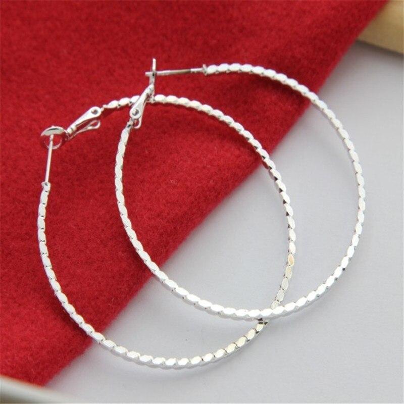 925 Sterling Silver Earrings Fashion Wave Pattern Big Earrings 5cm For Women 'S Wedding Jewelry Gifts