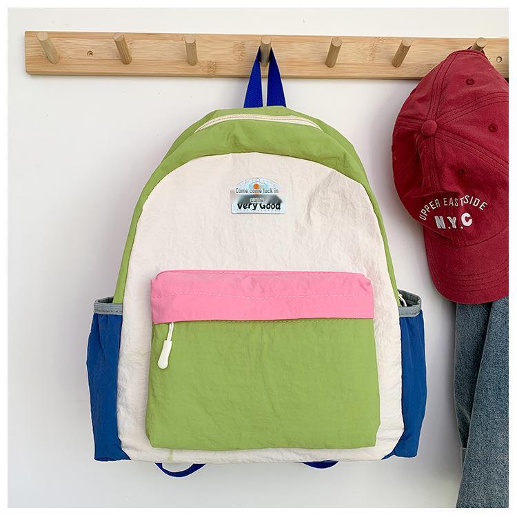 Spring/Summer 2026 Color Block Kids' Backpack: Contrast Color Kindergarten & Casual Outing Bag