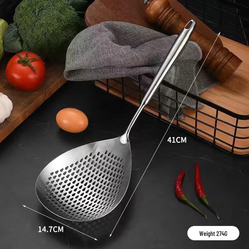 

ZISIZ 304 Stainless Steel Multifunction Wooden Handle Slotted Spoon (2-pack)