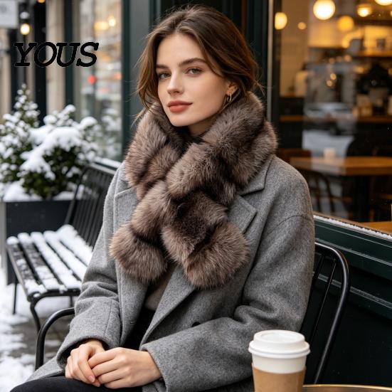 Elegant Cold Weather Accessory Faux Mink Wrap Scarf for Women, Double-Sided Plush Neck Warmer, Commuting Warm Thick Winter Fur Collar, Luxury