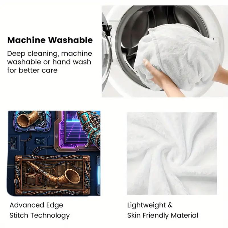 Futuristic Horn Innovations 2D Flat Pattern Flannel Blanket, High quality All Seasons, Home Decor, Warmth and Comfort, Perfect for Christmas Gifts.