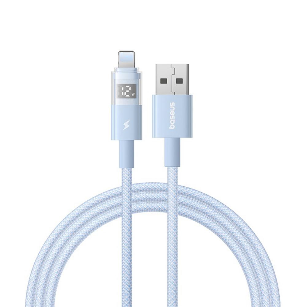 BASEUS USB to Lightning Cable 2.4A Fast Charging Data Cable Digital Display Transparent Port 1m Nylon Braided