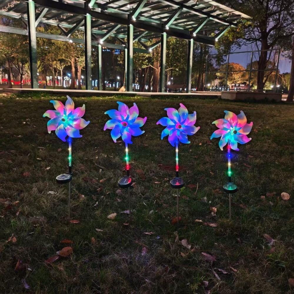 Rotating Solar Powered Windmill Lamp Waterproof Landscape Stake Lights Wedding Courtyard