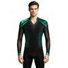 Sparkly Metallic Patchwork V Neck Bodysuit for Men Mesh Long Sleeve Rhinestone Leotard for Latin Ballet Figure Skating Gymnastics Training