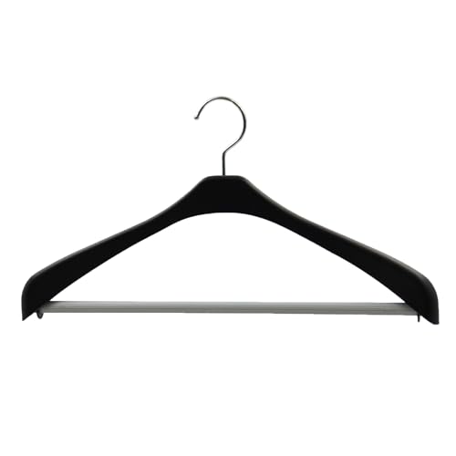 Shinko Hanger Slim Slacks Hanger with Non-Slip Stop Bar, 42cm Wide, "Reverse" Fits Jackets, Slim Stop 42, Black, Swivel Hooks, Made in Japan, 2 Hanger