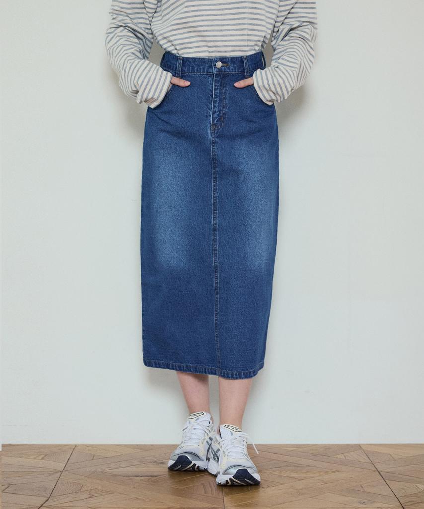 Wednesday Oasis For Woman W/Washed Denim Long Skirt_2 Colors (Wc25_Sk01)