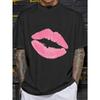 Front Lip Print Round Neck Short-sleeved T-shirt Top Comfortable Breathable Fabric Casual Sports Style Men