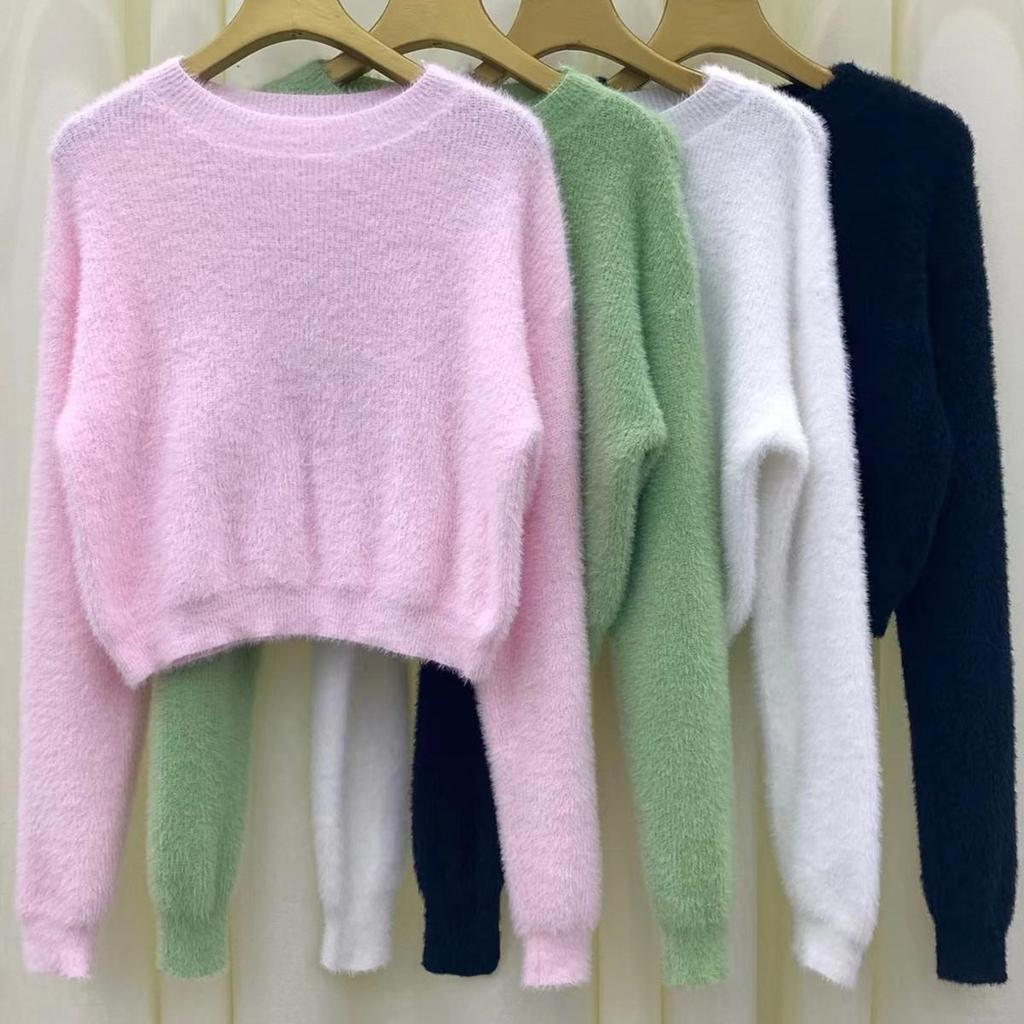 Damen Herbst/Winter Weicher Imitat-Nerz-Samt Pullover - Sanfter Stil Strick Langarm Oberteil