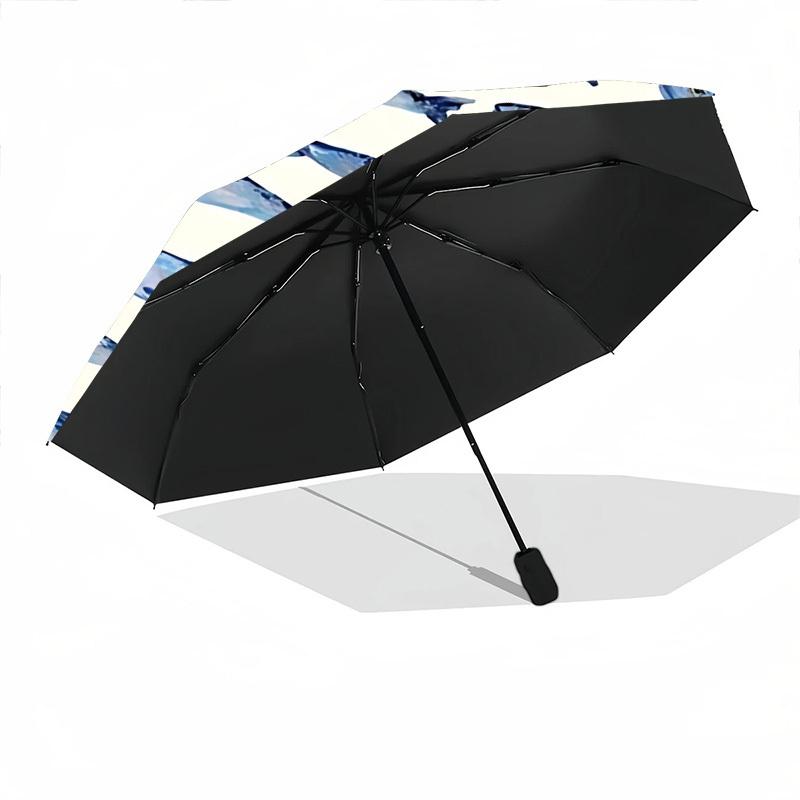 1 Stück Fischschwarm Automatischer Faltregenschirm mit 8-Speichen-Windschutz-Design, Tragbarer Faltbarer Sonnenschirm für Halloween, Weihnachtsgeschenke