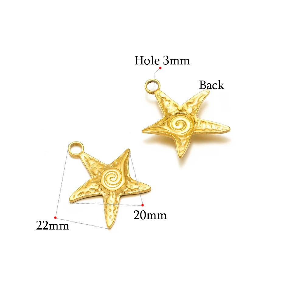 5 Stück Gold Seestern Muschel Anhänger für DIY Schmuck Zubehör Edelstahl Halsketten Anhänger Armbänder Zubehör Ohrringe Herstellung