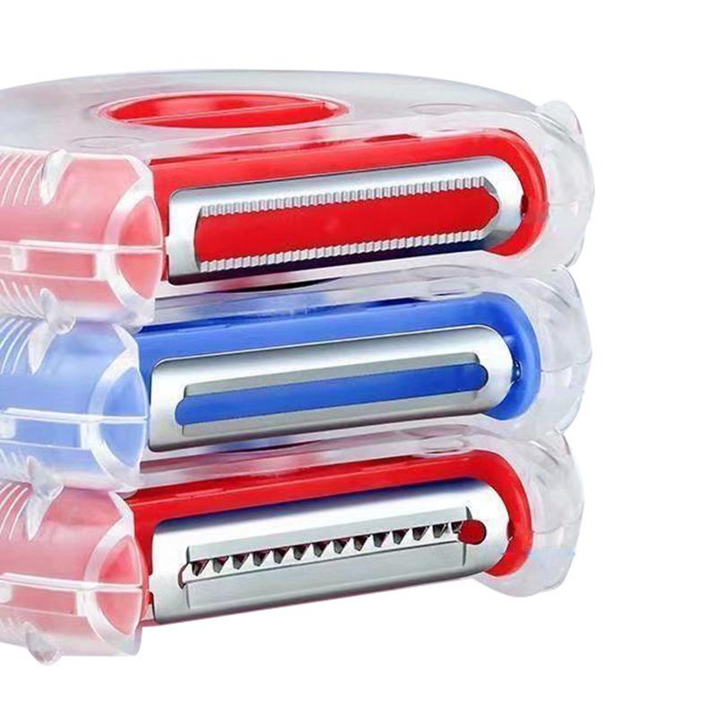 3-in-1 Magic Trio Schäler-Set, Hobel, Edelstahl-Schäler, Schredder, Julienne-Schneider, Multi-Schälklinge, Zestenreißer, Reibe, Küchenwerkzeug