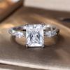 Rectangle Crystal Stone White Zircon Rings For Women Classic CopperColor Engagement Bands Wedding Jewelry Bridal Birthday Gifts