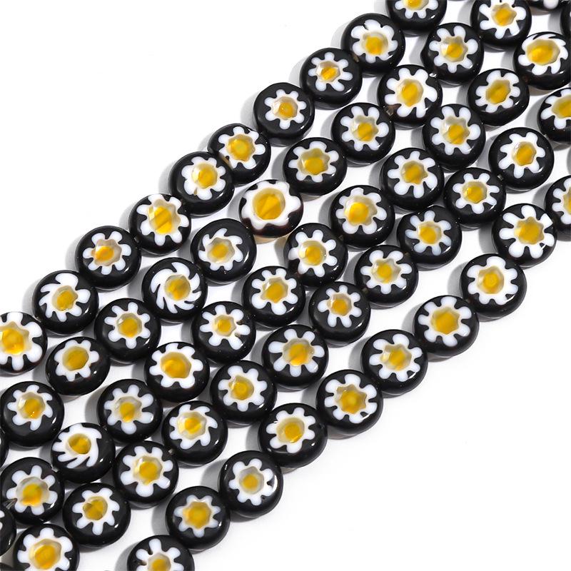 Thousand Flower Glazed Flat Beads for DIY Bracelets, Necklaces, and Earrings