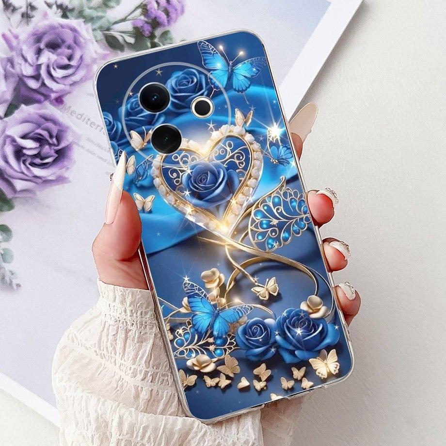 For Vivo Y39 5G Y300i 5G / Vivo V2436 V2444A Back Cover Girly Fashion Flower Butterfly Painting Case Soft Clear Silicone Funda